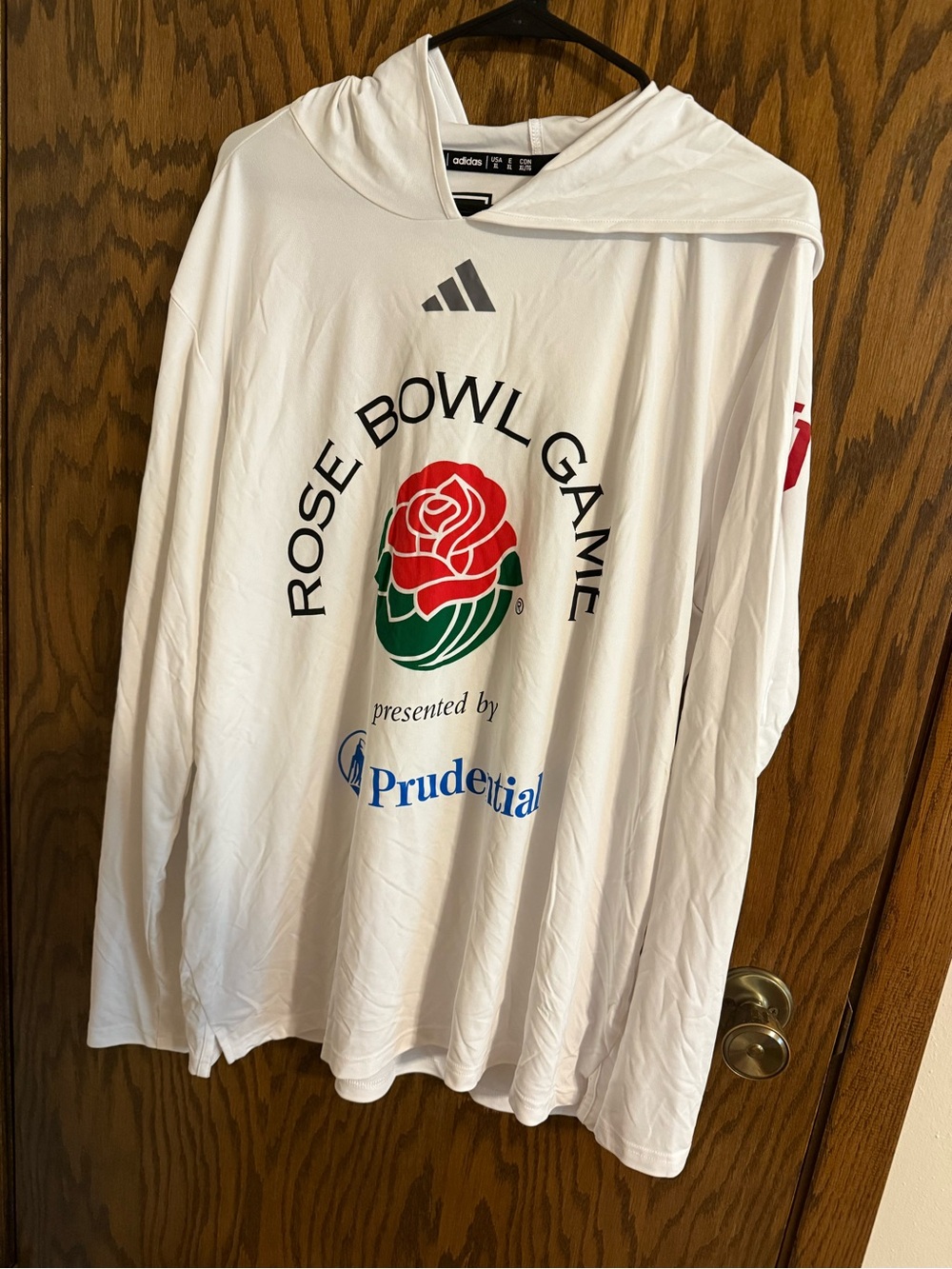 adidas Indiana Men’s White Rose Bowl Game Hooded Long Sleeve Shirt